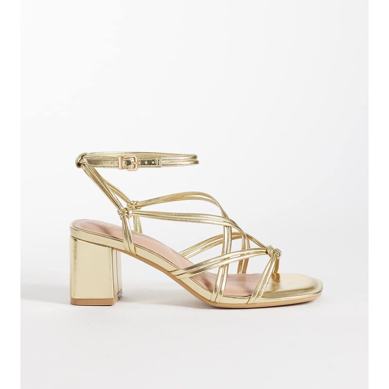 New Look Wide Fit New Look faux leather strappy block heeled sandal in 115379847