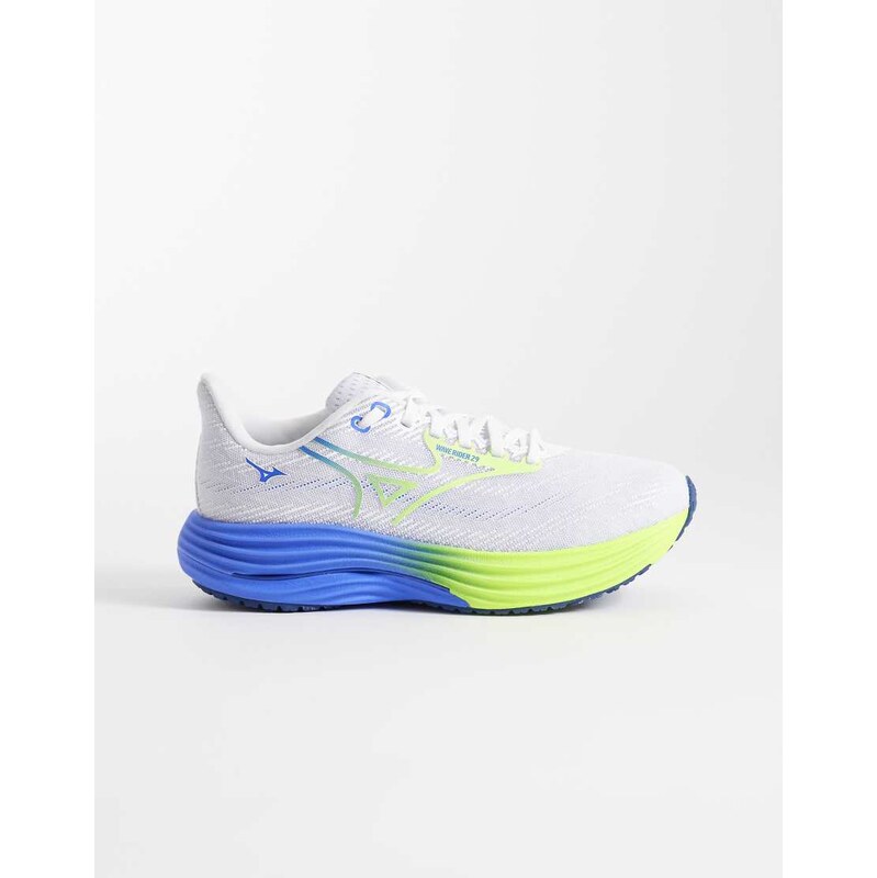 Mizuno Wave Rider 29 trainers in white and yellow 115132323