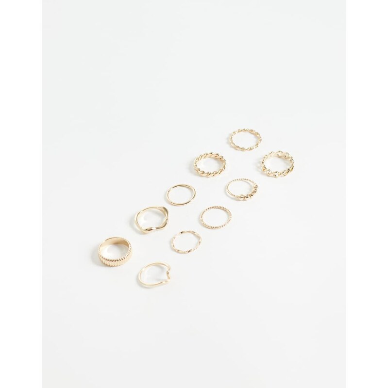 ASOS DESIGN multi-pack of mixed rings in gold tone 115509258