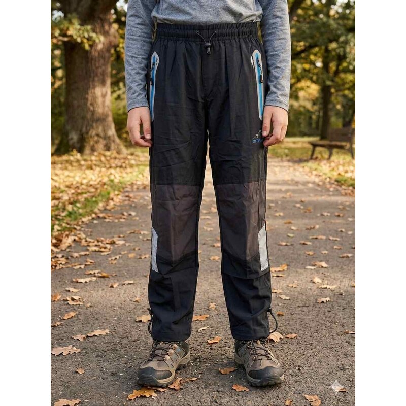 Dětské outdoorové kalhoty plátěné Kugo FK7616 modré zipy, vel.