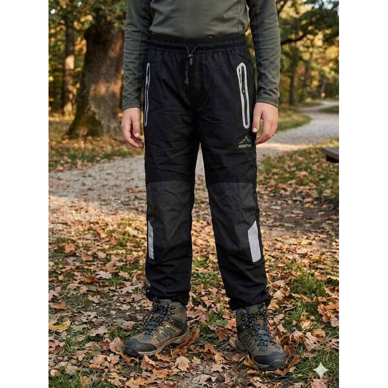 Dětské outdoorové kalhoty plátěné Kugo FK7616 černé zipy, vel.