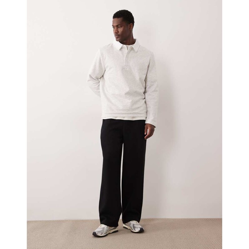 ASOS DESIGN wide leg jogger with pleats in black
