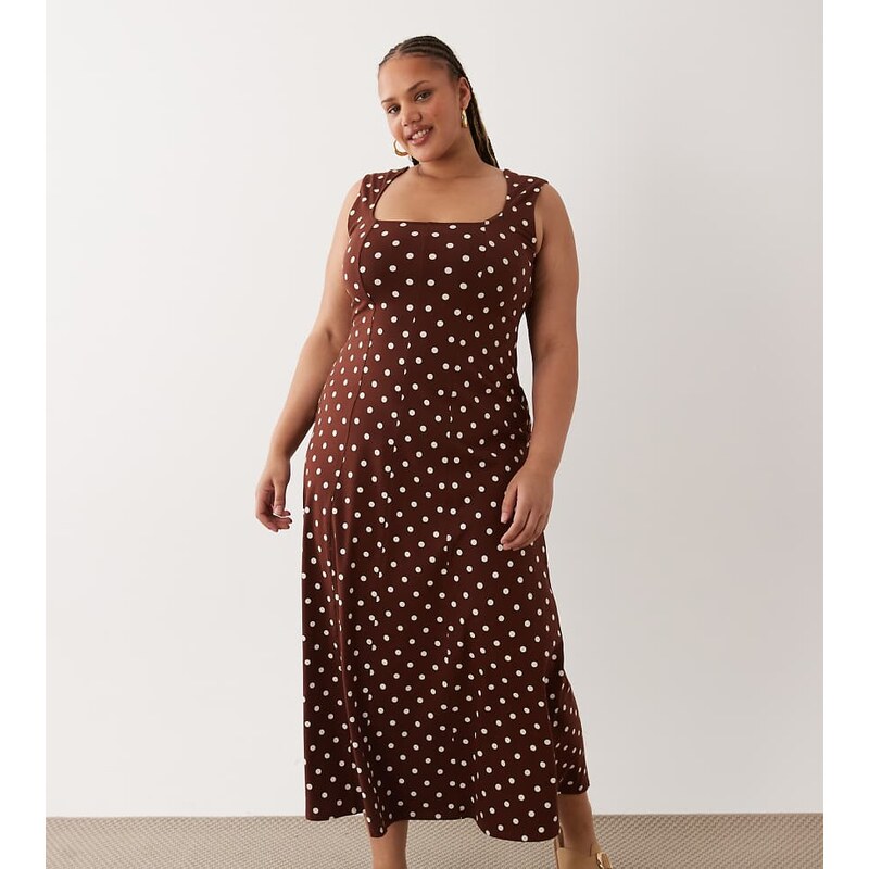 ASOS Curve ASOS DESIGN Curve square neck seam detail midi dress