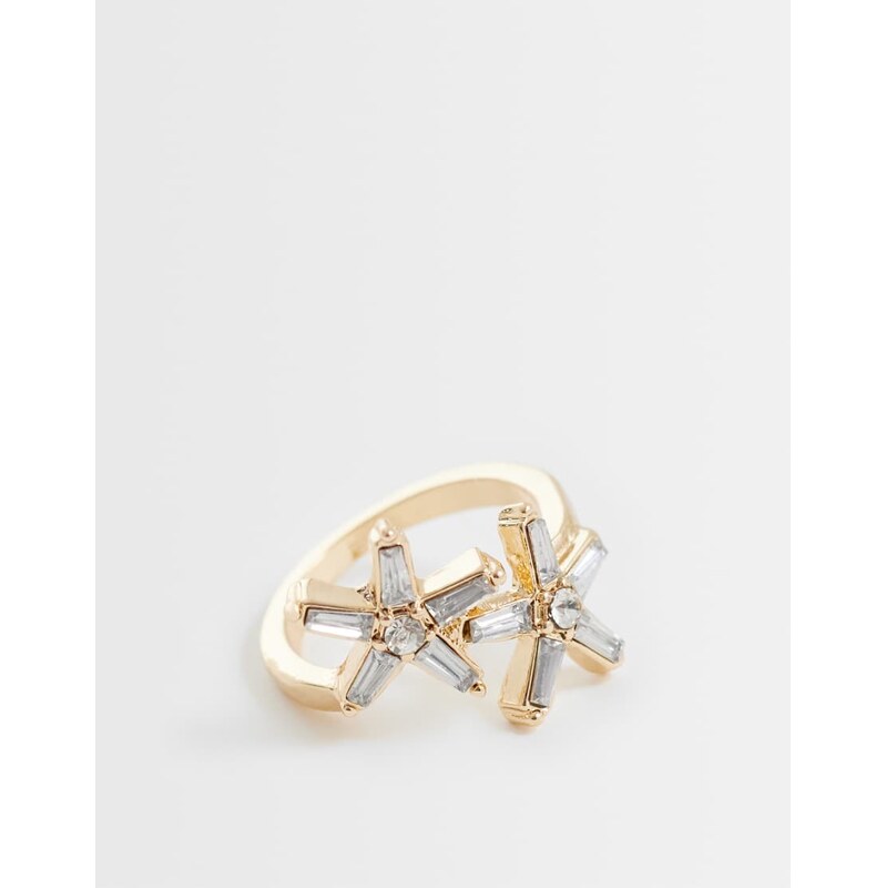 ASOS DESIGN ring with mini crystal star-fish design in gold tone 115227292