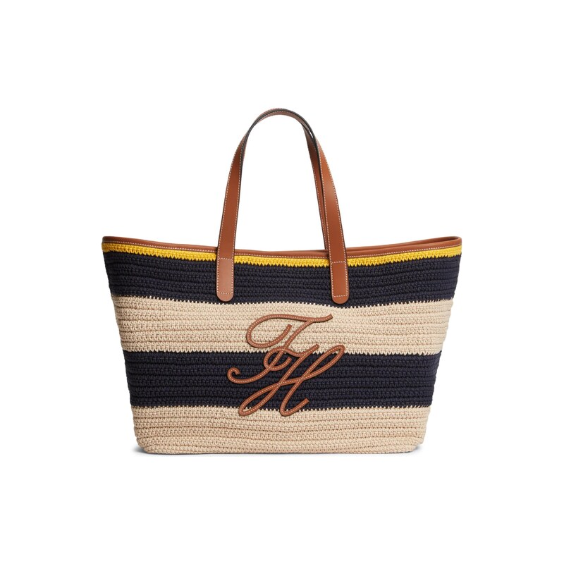 TOMMY HILFIGER Nákupní taška Woven Stripe Logo Appliqué Tote