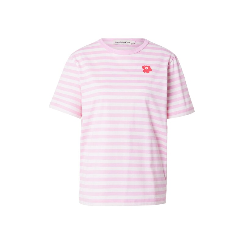 Marimekko Tričko Tasaraita Unikko fuchsiová / světle růžová / bílá 115097239