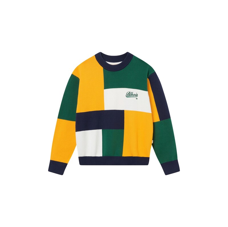 BLKVIS Svetr Patchwork námořnická modř / tmavě zelená /