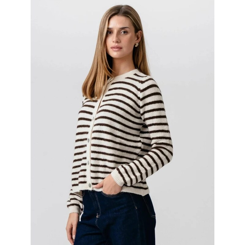TEESHOPPEN Svetr  Crizette Striped  offwhite