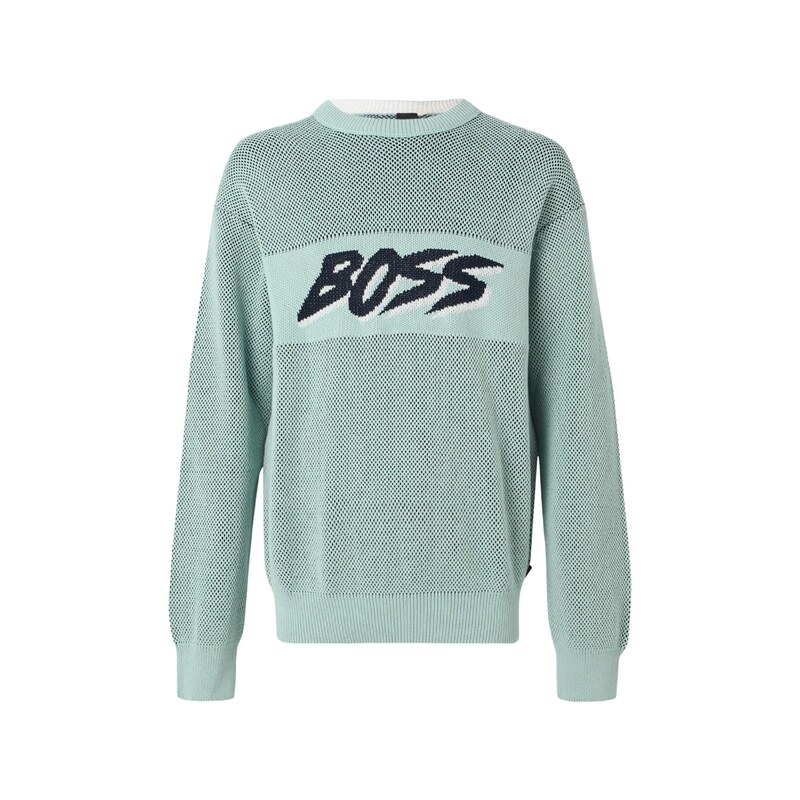 BOSS Svetr Kaywatch světle zelená / černá / bílá