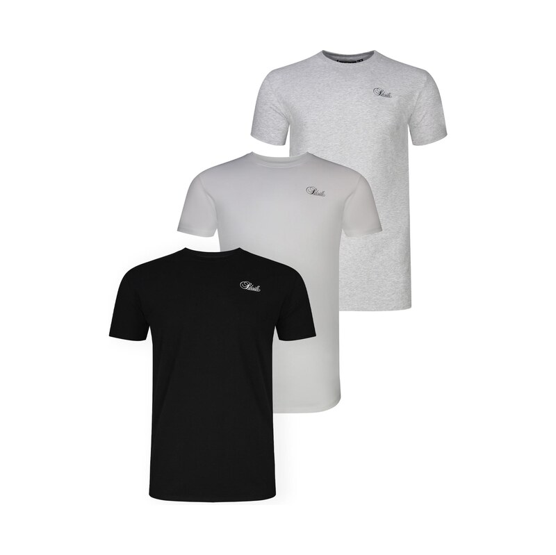SikSilk Tričko světle šedá / černá / bílá