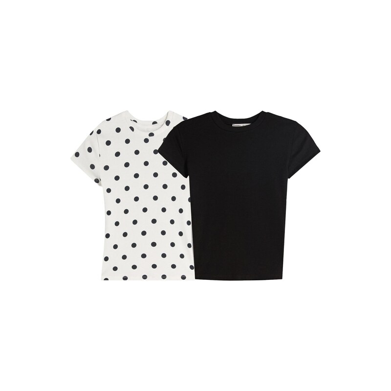 Bershka Tričko černá / bílá