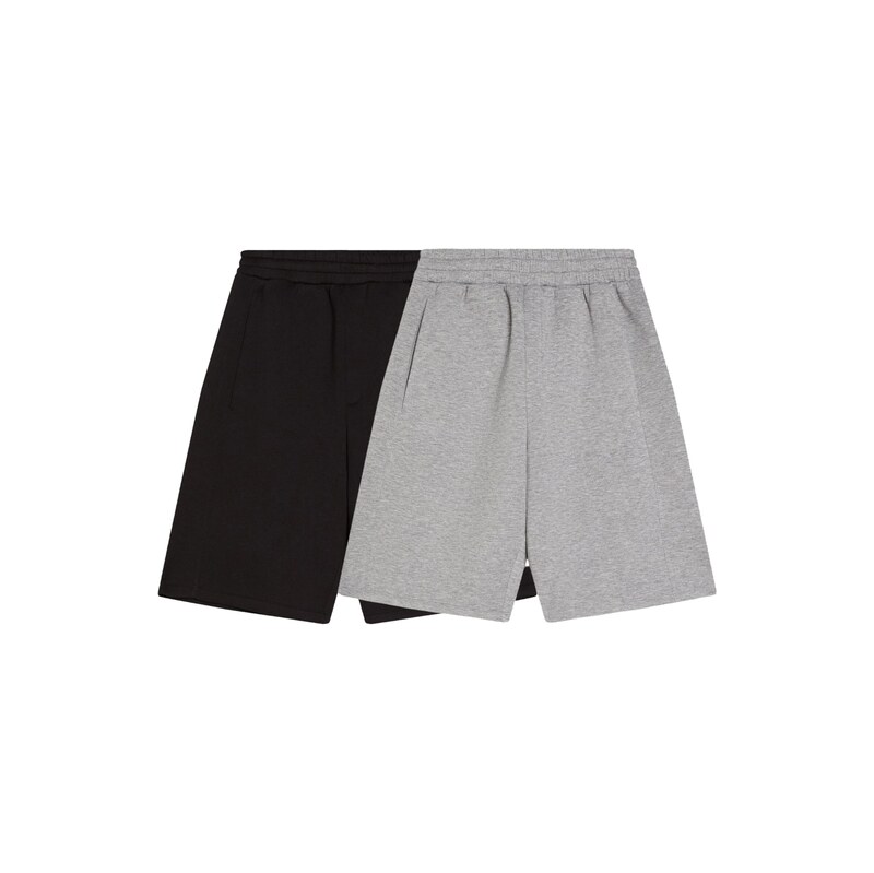 Bershka Kalhoty šedý melír / černá