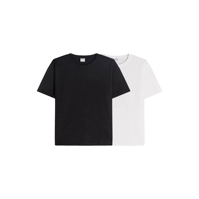 Bershka Tričko černá / bílá