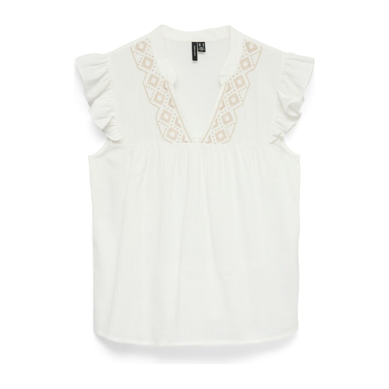 VERO MODA Halenka DICTHE starobéžová / bílá