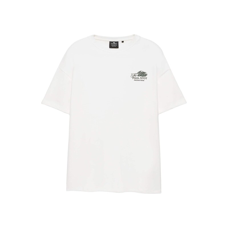 Pull&Bear Tričko čedičová šedá / zelená / fialová / bílá