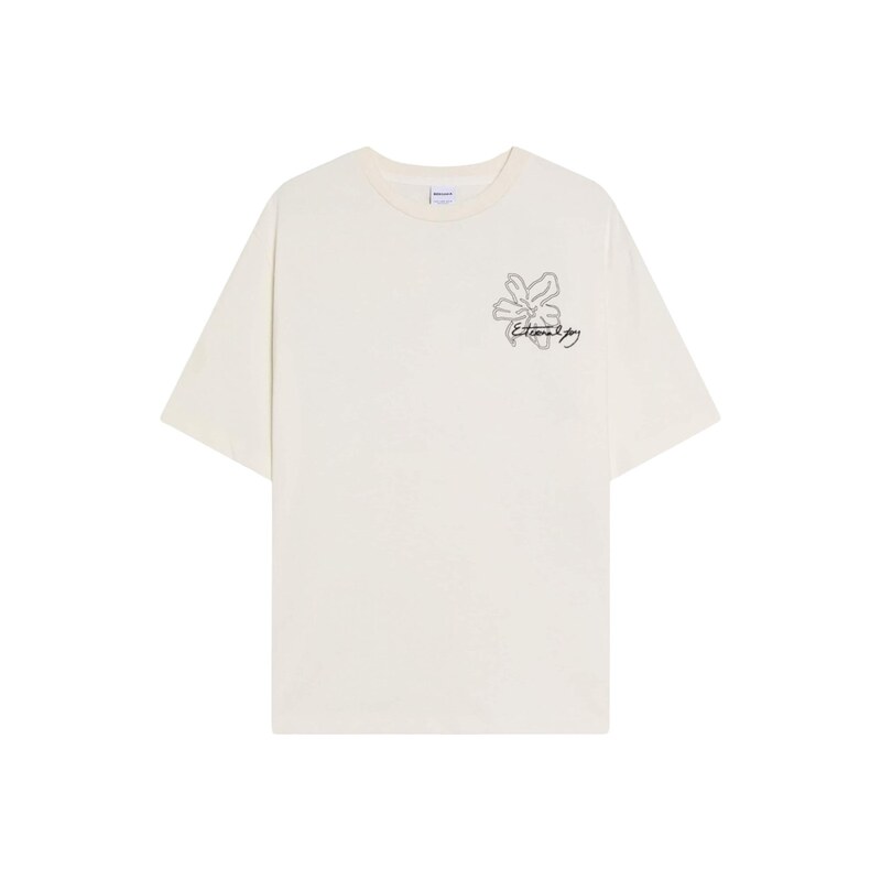 Bershka Tričko černá / bílá