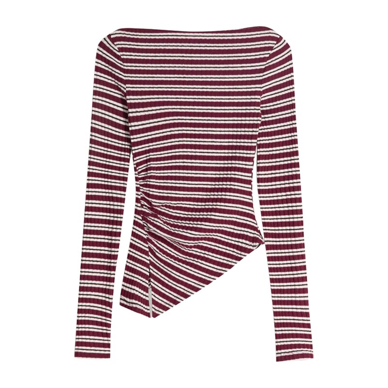 Bershka Tričko bordó / bílá