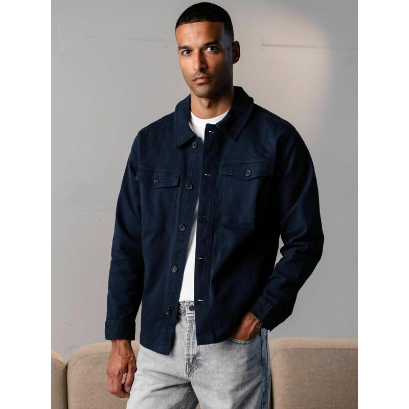 TEESHOPPEN Košile  Twill Overshirt  námořnická modř