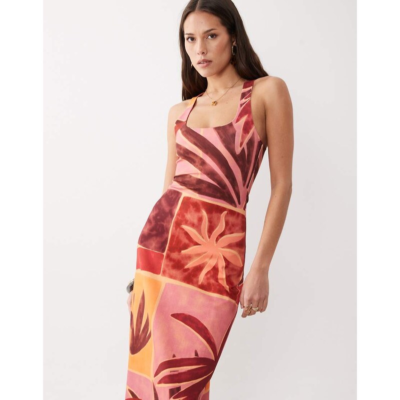 ASOS DESIGN scoop neck maxi dress in floral print-Multi