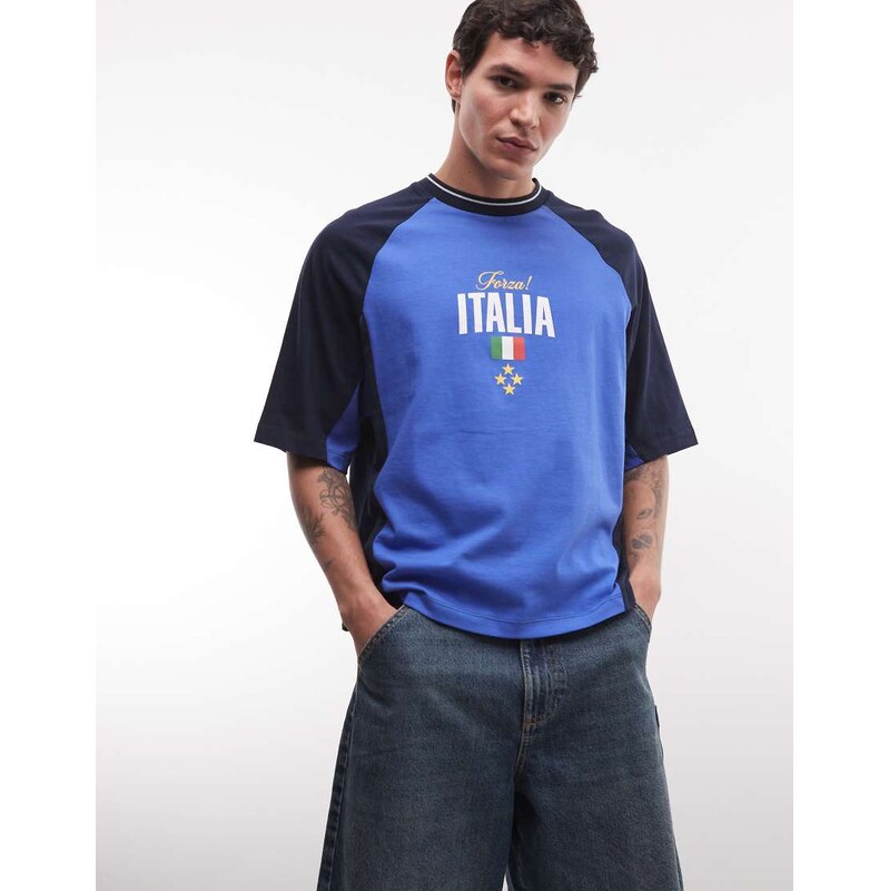 ASOS DESIGN boxy oversized t-shirt with Italy football graphic