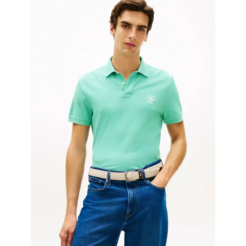 Tommy Hilfiger pánské světle zelené polo tričko