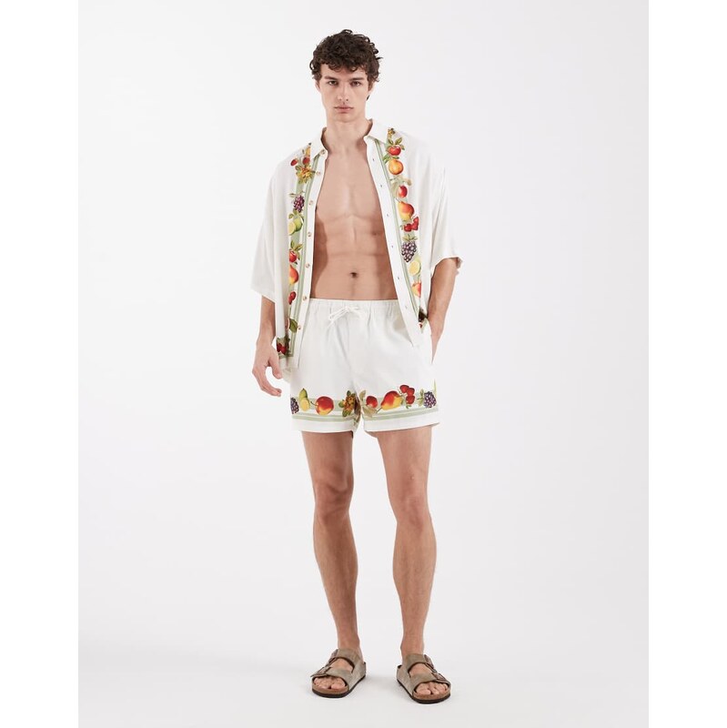 ASOS DESIGN co-ord swim shorts in short length with holiday