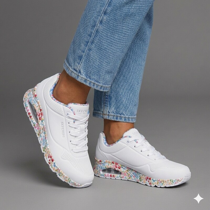 Skechers uno - majestic garden WHITE