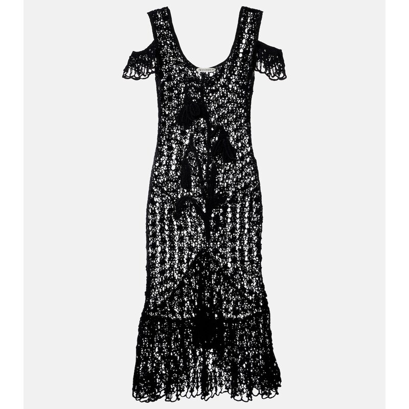 JW Anderson Ruffled crochet cotton midi dress