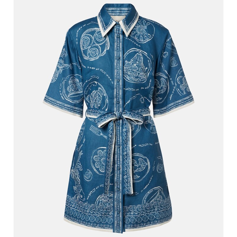 Alemais AlÃmais Lucky belted printed linen shirt dress