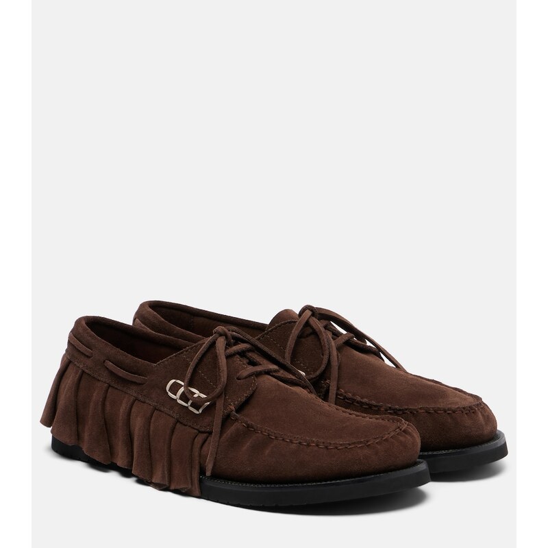 JW Anderson Ruffled suede boat shoes