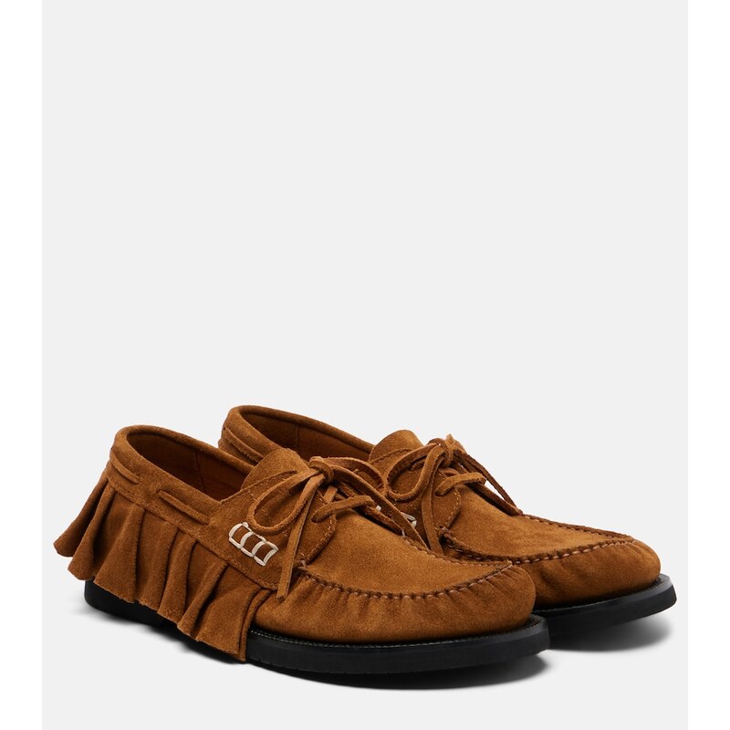 JW Anderson Ruffled suede boat shoes