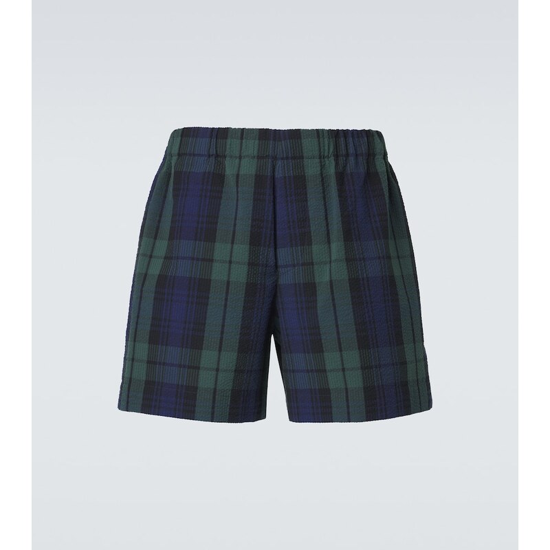 JW Anderson Checked cotton seersucker shorts