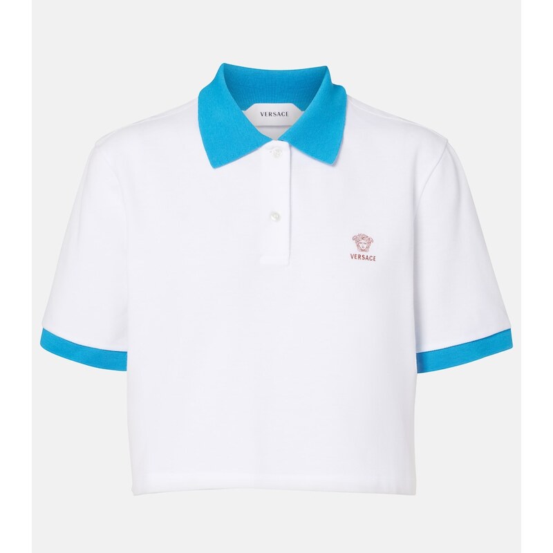 Versace Embroidered cotton piquÃ polo shirt