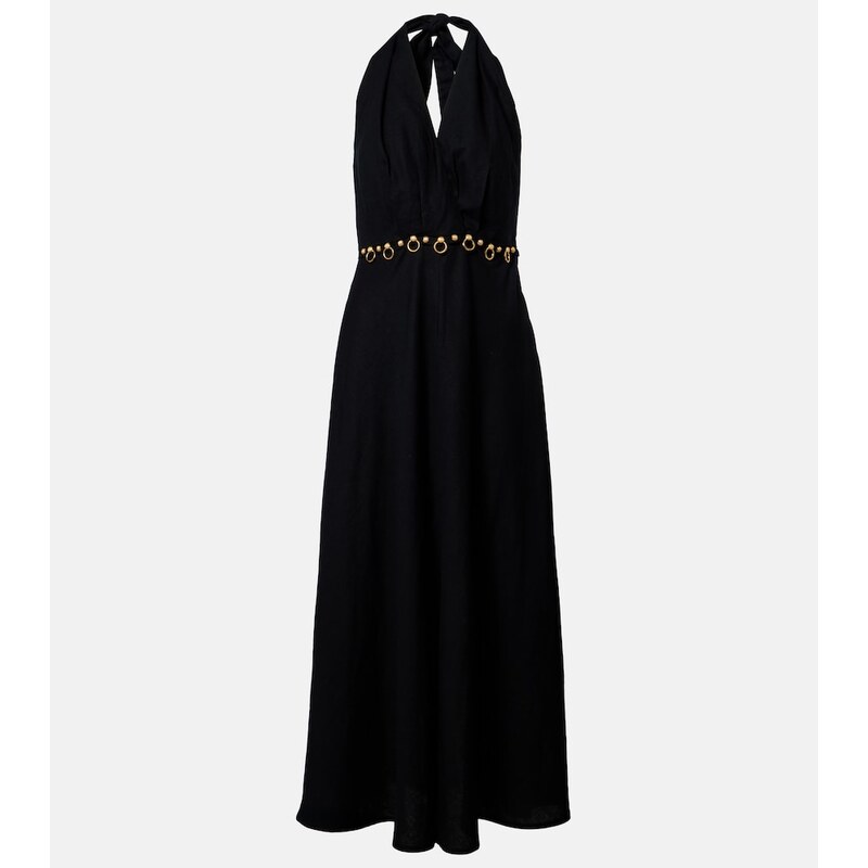 ViX Paula Hermanny Hailey halterneck linen-blend midi dress