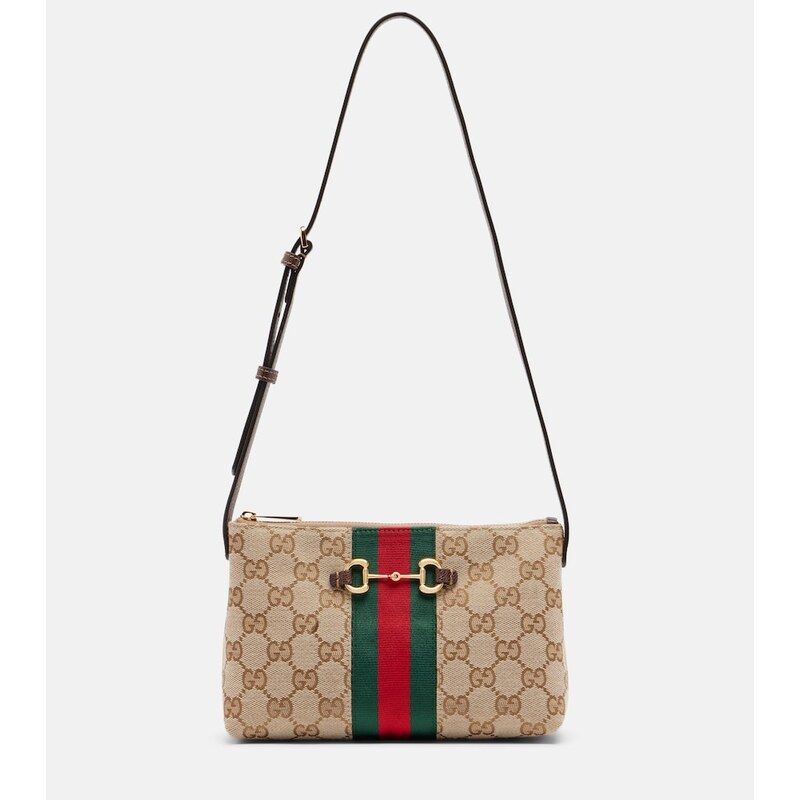 Gucci GG canvas Mini kabelka v barvě šedá s černými pruhy