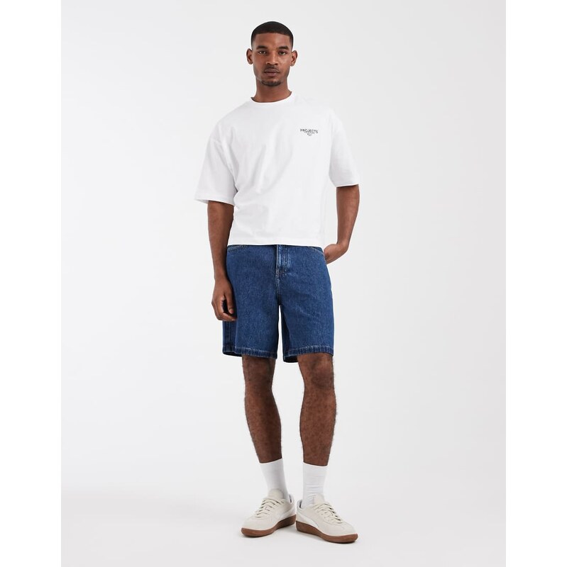 ASOS DESIGN Circular Design Collection denim jorts in mid wash blue