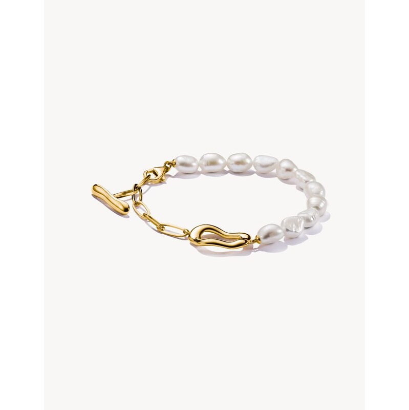 Thomas Sabo Gold-plated pearl bracelet natural beauty in yellow