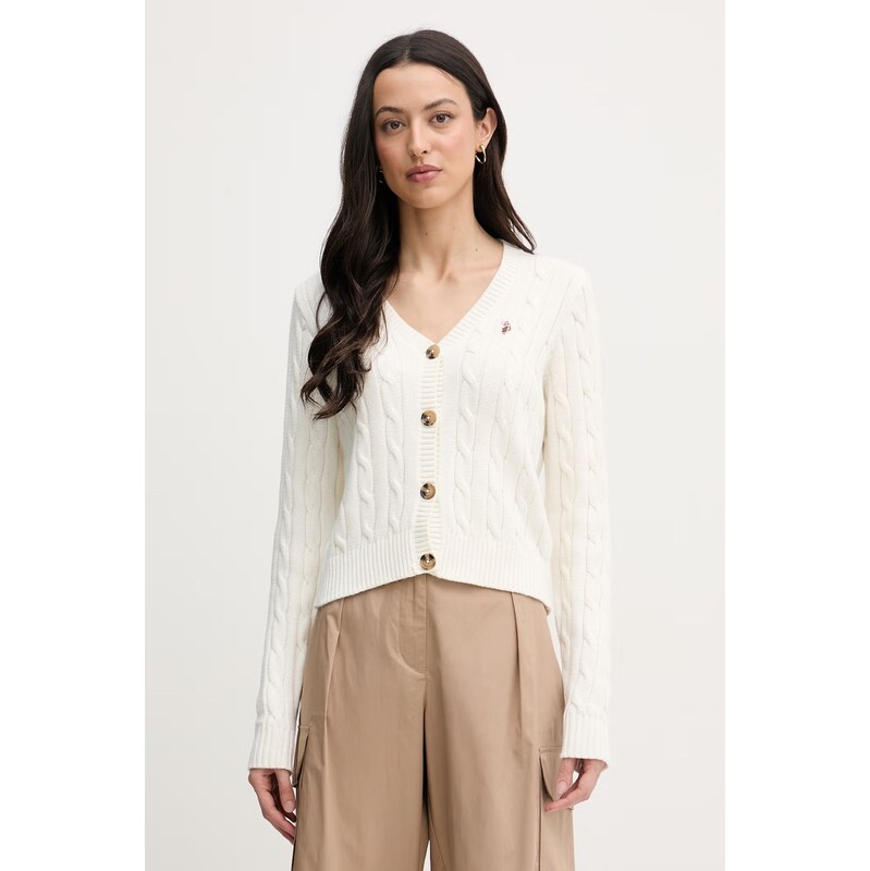 U.S. Polo Assn. kardigan dámský bavlněný CABLE KNIT