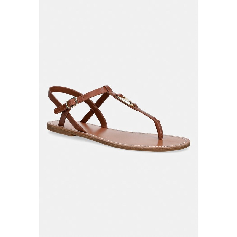 Tommy Hilfiger sandály na plochém podpatku dámské kožené LEATHER THONG SANDAL