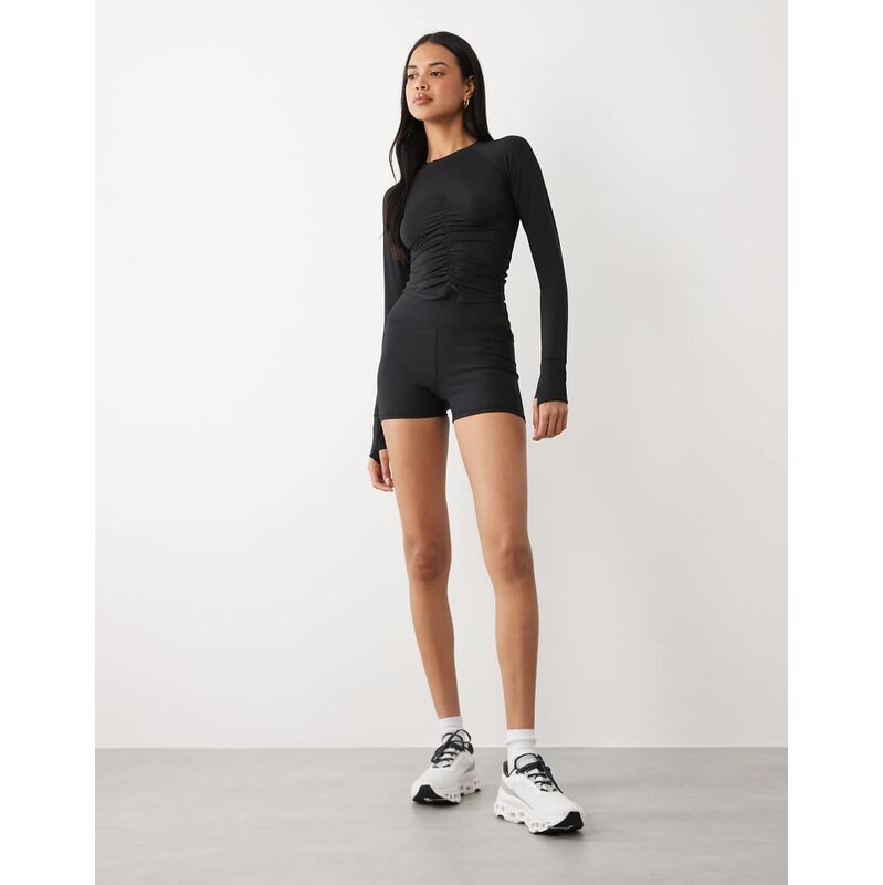 4505 lightweight active ruched front long sleeve running top in