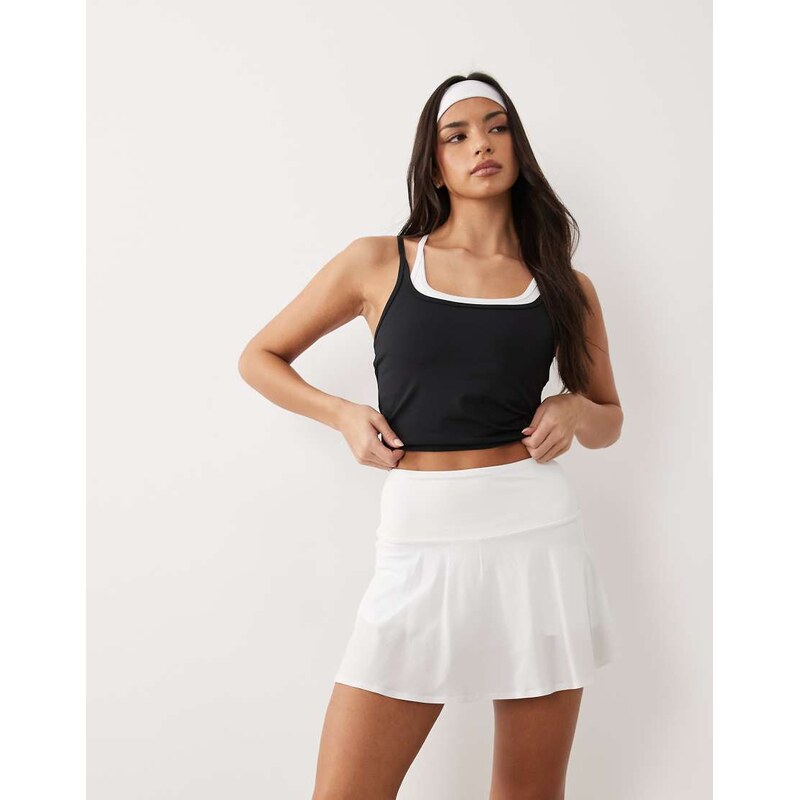 4505 active tennis flippy skirt with inner short in white 115518723