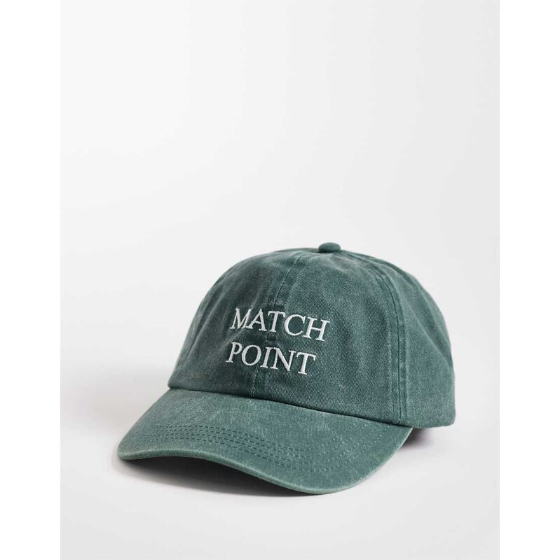 4505 washed cotton cap with tennis embroidery in court green 115123113