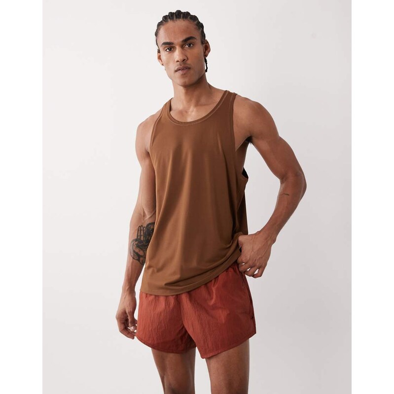 4505 technical nylon 3 training short with zip pockets in rust