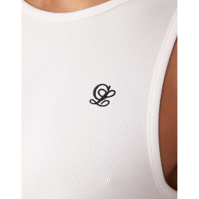 ASOS DESIGN heavyweight muscle fit vest with embroidery in white