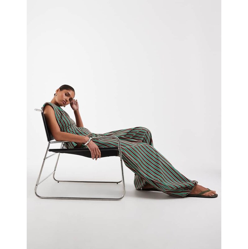 ASOS DESIGN cotton nylon blend pull on balloon trousers in green