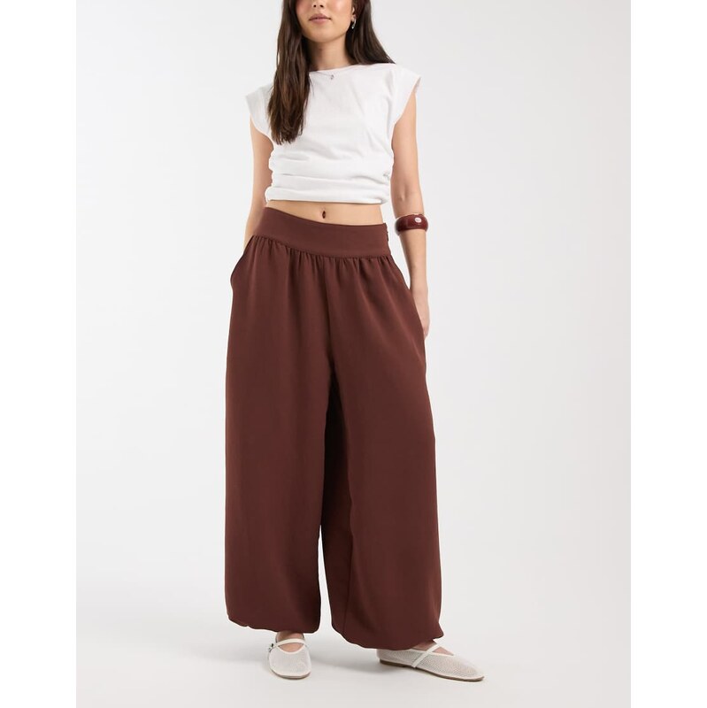 ASOS DESIGN tailored cuffed hem balloon trousers co-ord in brown