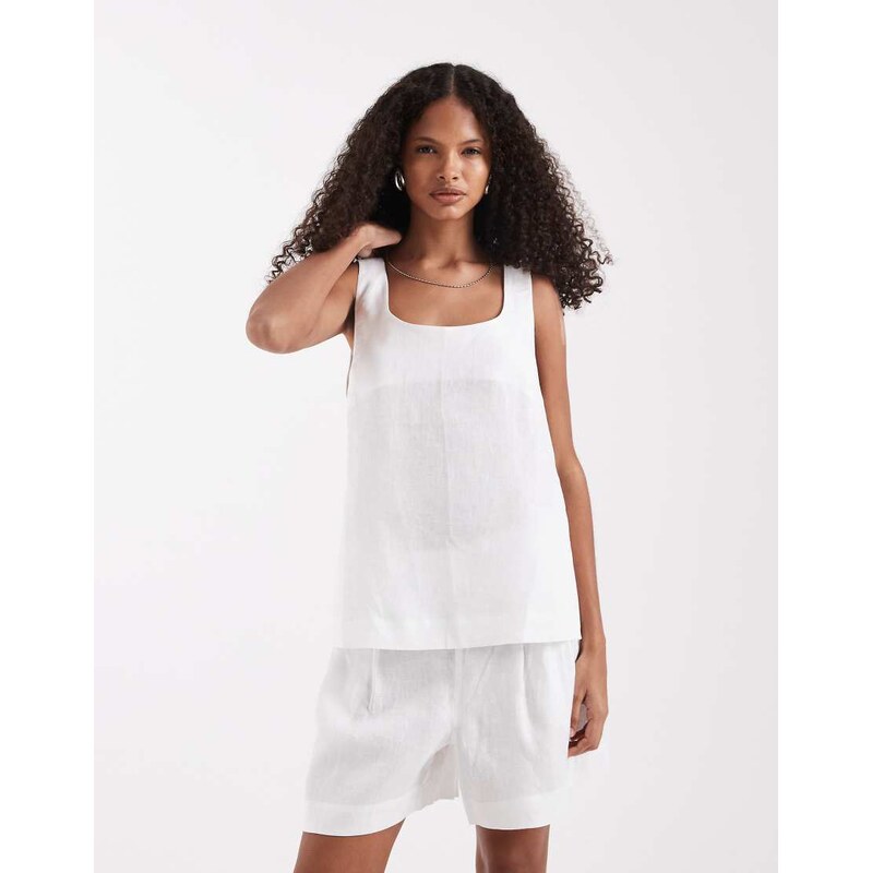 ASOS DESIGN linen shell top in white 115123301