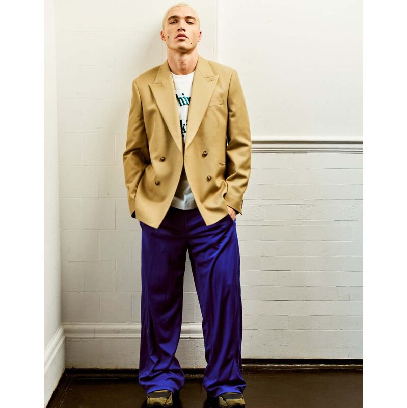 Topman baggy fit airtex jogger in cobalt-Blue