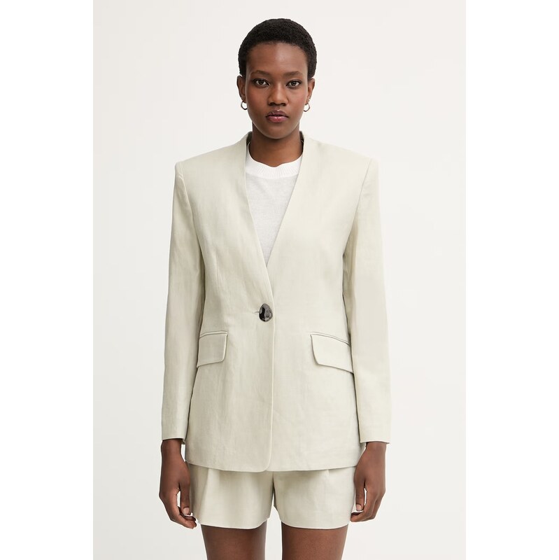 Armani Exchange jednořadé sako dámské lněné 115158276