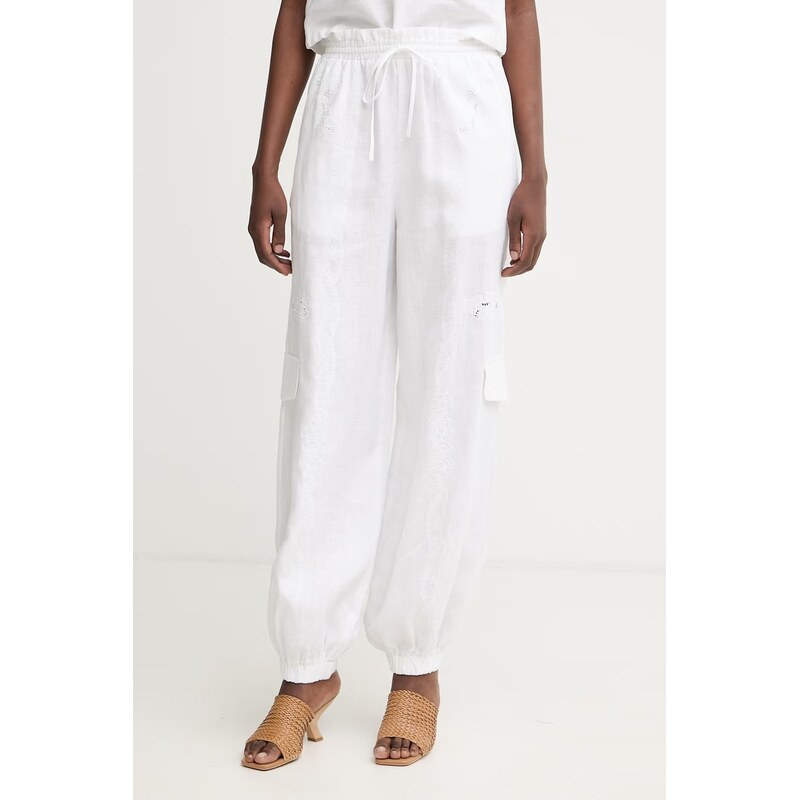 Twinset kalhoty dámské lněné 115158283